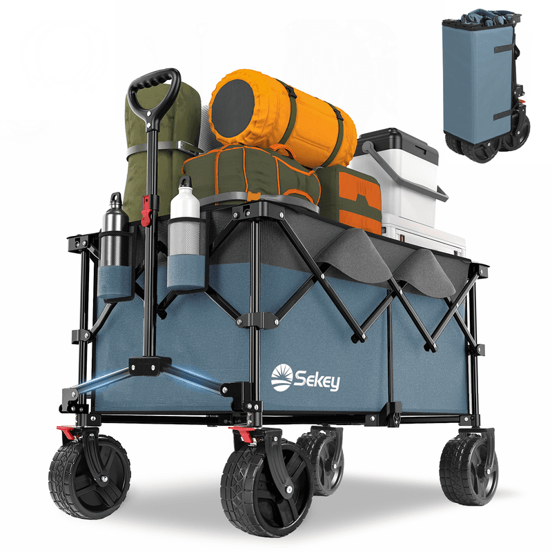 Sekey XXL Plus Chariot de jardin pliable avec freins, 200 L / 200 kg, tout‑terrain, roues extra larges 17 × 10 cm, pliage breveté 4
