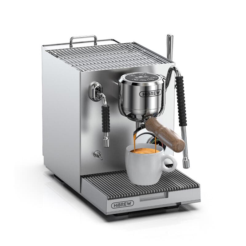 HiBREW H21 Professional Espresso Machine Dual-Boiler Dual-Pump 58mm Portafilter Programmable Shots 3-Hole Steam Wand 1.8L Tank - Silver