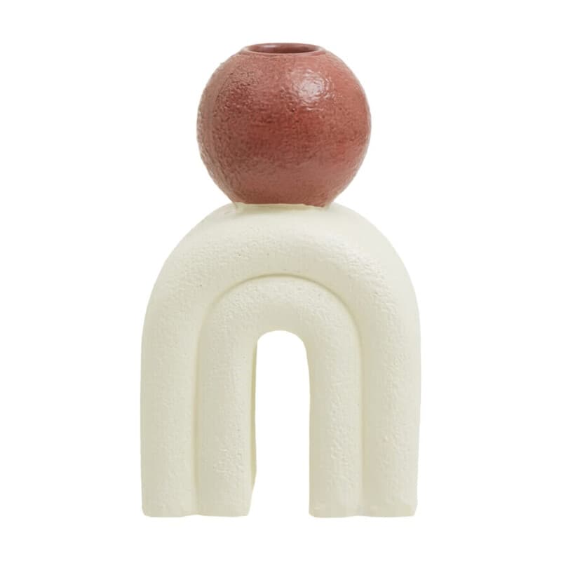Premier Housewares Moderner roter Kerzengeständer mit cremefarbener Basis, antiker Kerzengeständer für das Wohnzimmer, großer Kerzengeständer