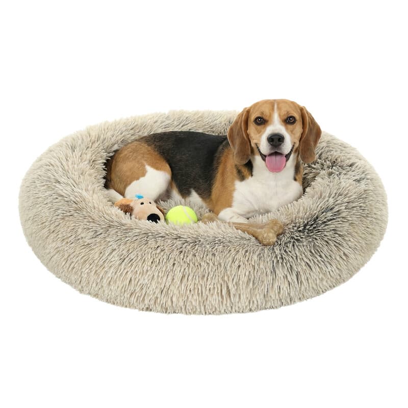 JOYFURNOS Lit pour chien en forme de beignet, Housse amovible et lavable, Kaki