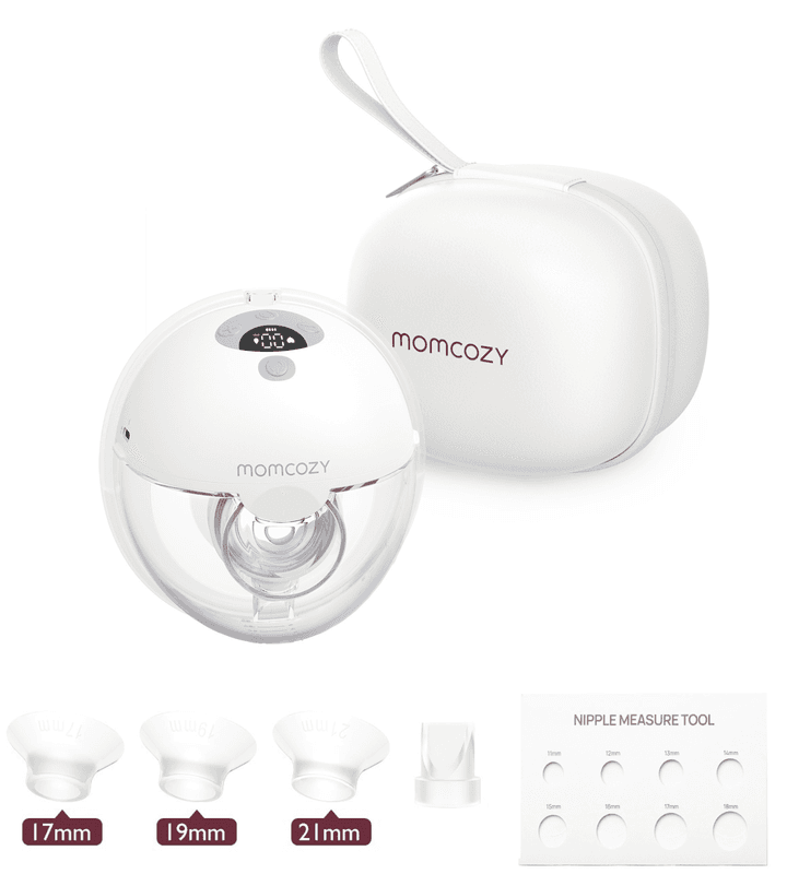 Momcozy M5 Freihand-tragbare Milchpumpe, doppelabgedichteter Flanschtrichter, 3 Modi & 9 Saugstufen, elektrisch und tragbar, Grau, 1 Stück