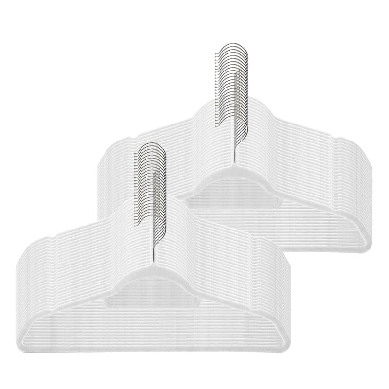 Ochama Lot de 50 cintres antidérapants, cintres pour manteaux en velours avec crochet pivotant à 360° antirouille et barre à cravates intégrée,
