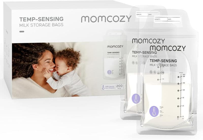 Momcozy Einmal-Aufbewahrungsdosen für Muttermilch mit Temperatursensor (200 Stück)