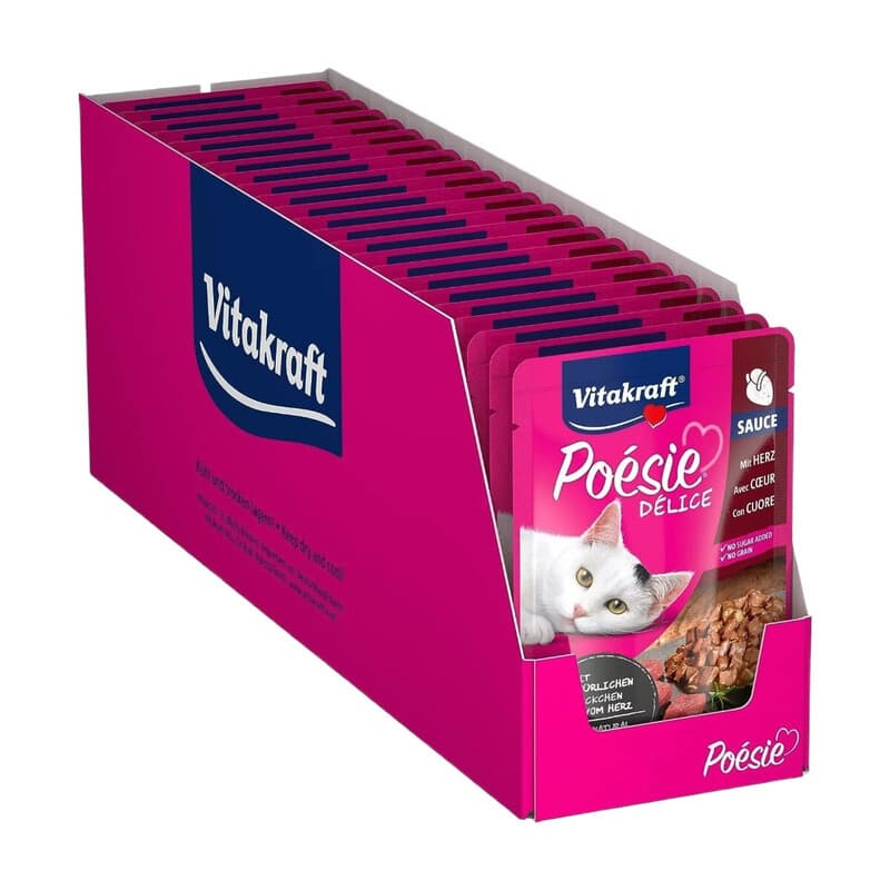 VITAKRAFT Poésie Délice, Katzenfutter nass, mit wertvollem Herz in Sauce, für ausgewachsene Katzen, ernährungsphysiologisch abgestimmt, ohne