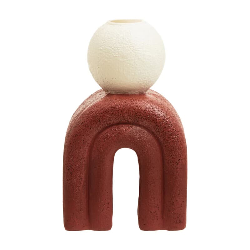 Premier Housewares Moderner weißer Kerzengestell mit roter Basis, Antik-Kerzengestell für den Wohnzimmer, großes Kerzengestell für Zuhause