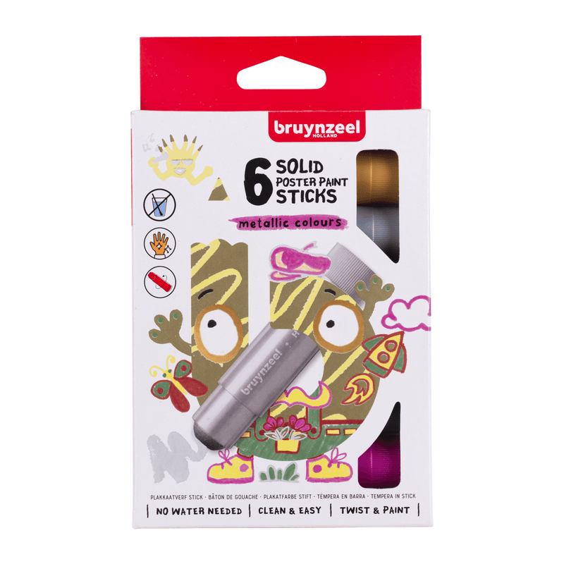 BRUYNZEEL Set de bâtons de gouache Metallic | 6 couleurs