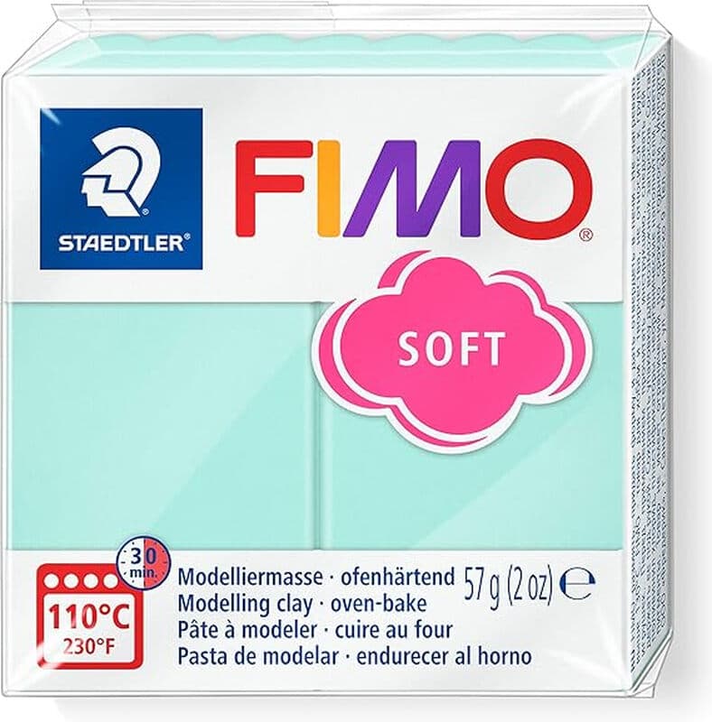 FIMO effect Mint Pastell, ofenhärtende Modelliermasse, 57g Block, portioniert, Mint Pastell
