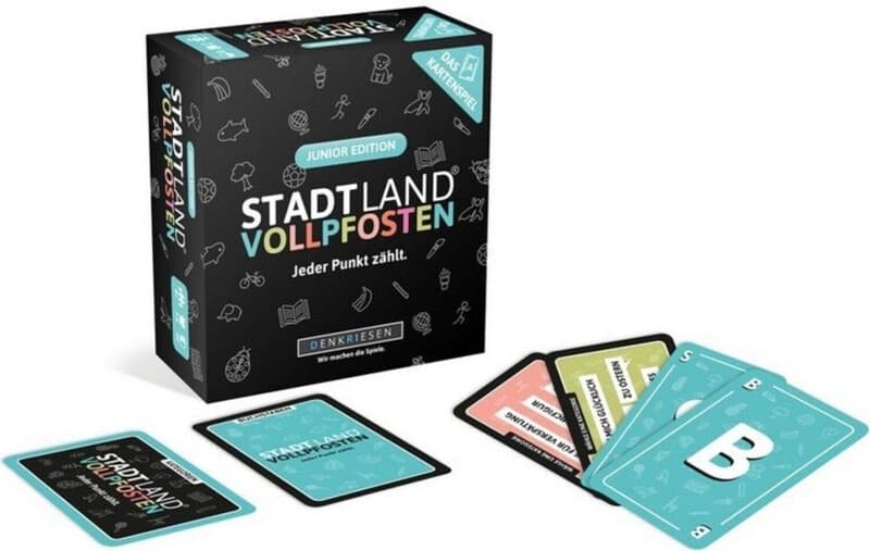 DENKRIESEN - Stadt Land VOLLPFOSTEN - Das Kartenspiel - Junior Edition | Wichtelgeschenk | Stadt Land Fluss Kinderspiel | Geburtstagsgeschenk |