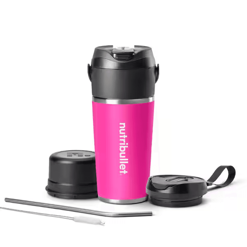 nutribullet® Flip NBP016BP, tragbarer Mixer mit isoliertem Edelstahl Thermobecher (590 ml), wiederaufladbar für 14+ Mixvorgänge, hält Getränke