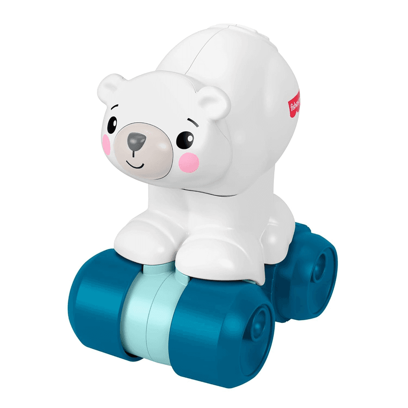 Fisher-Price JDL63 Babyspielzeug Eisbär-Krabbelbär, Aktivitätsfahrzeug in Tierform mit sensorischen Details für Kleinkinder ab 9 Monaten