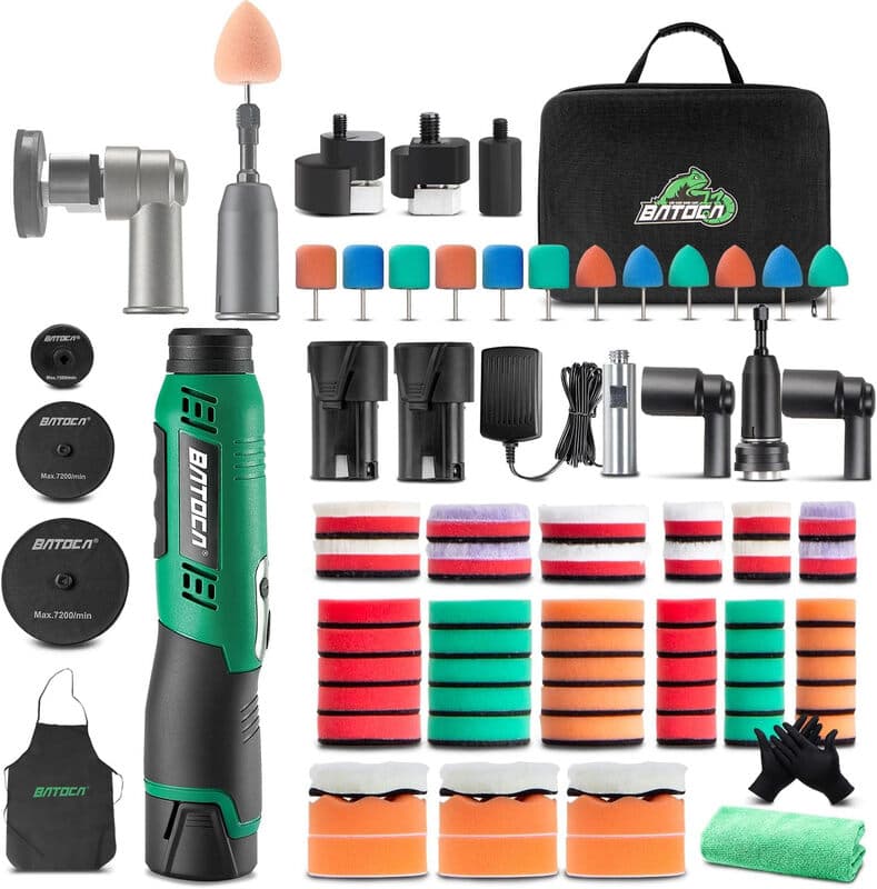 BATOCA S6 Mini Akku-Poliermaschine, Profi-Set für Fahrzeugaufbereitung und Lackpflege, 12 V Auto-Poliermaschine, DA- und RO-Poliermaschine,