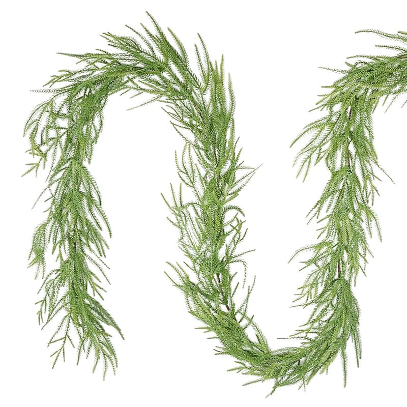 SALCAR 180 cm Grüne Künstliche Norfolk Tannengirlande, Weihnachtsdeko für Kamin, Treppe, Tisch und Fenster