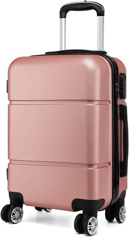 KONO Reisekoffer Handgepäck Koffer mit Rollen Hartschale Trolley 55x38x22cm 33 Liter Leichtgewicht ABS Beige/Schwarz 20 Zoll