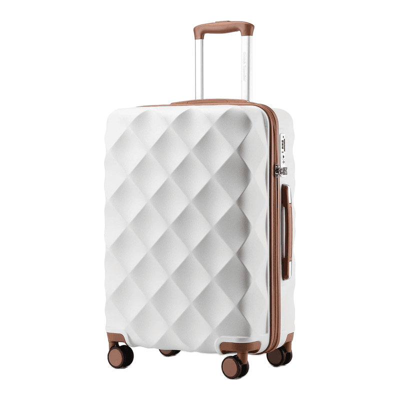 British Traveller Hartschalen-Koffer, mittel, 64 x 43 x 26,5 cm, ABS+PC, TSA-Schloss, Creme