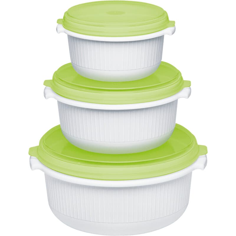 Emsa MICRO FAMILY Mikrowellentopf, weiß/grün, Starter-Set, 0,5 / 1,0 / 1,5 l