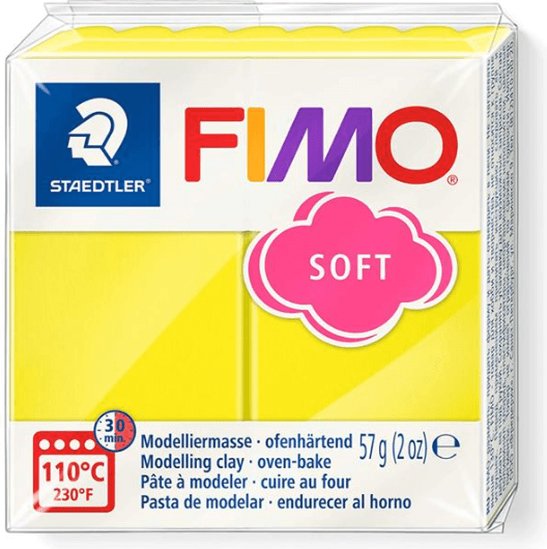 FIMO soft Zitronengelb wärmehärtende Modelliermasse, 57 g Block, portioniert