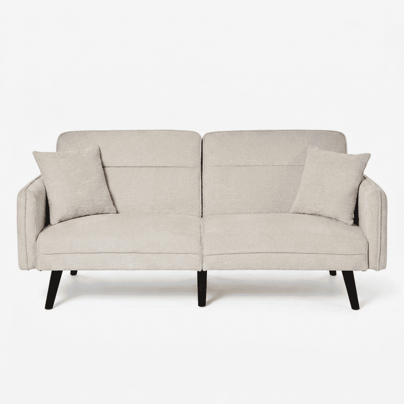 jahnke platzsparendes Schlafsofa Chillax, eleganter Stoff in Champagner, 3-fach individuell verstellbare Rückenlehne, 2 passende Zierkissen inklusive