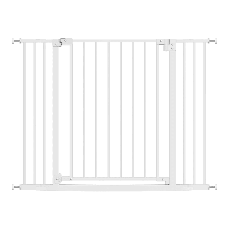 WOLTU Treppenschutzgitter, Türschutzgitter, Absperrgitter, Inkl. 2 Verlängerungen von 10 cm, 75-107 cm, mit/ohne Bohren, Auto-Schließfunktion, 90°