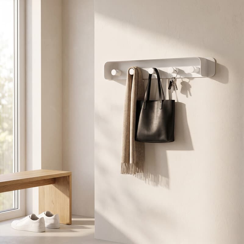 KAPANOU Kleiderständer mit Wandmontage, 5 Haken und Ablage, robuster Metall-Kleiderständer aus Aluminium für Badezimmer, Schlafzimmer,