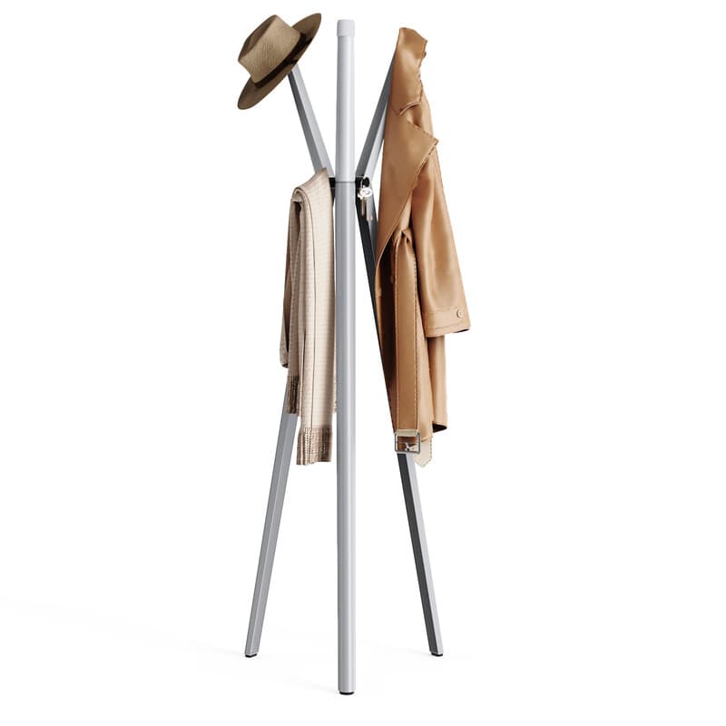 KAPANOU Freistehender Kleiderständer mit 6 Haken, Einzelzusammenstellung für Hut, Tasche, Jacke, Regenschirm und Zubehör, robust aus Aluminium,