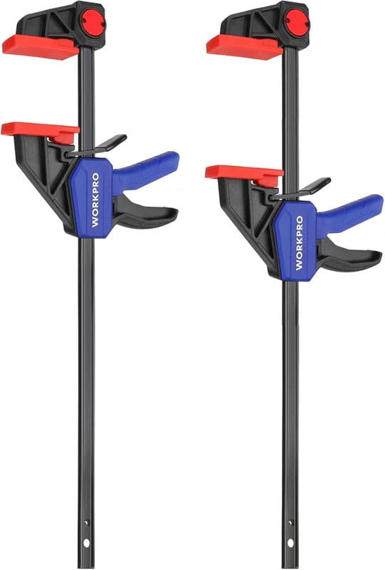 WORKPRO 305 mm Ratschen-Stehzwingen-Set, 440 mm Spreizfunktion, Schnelllösefunktion und Einhandbedienung, ideal für Holzbearbeitung und