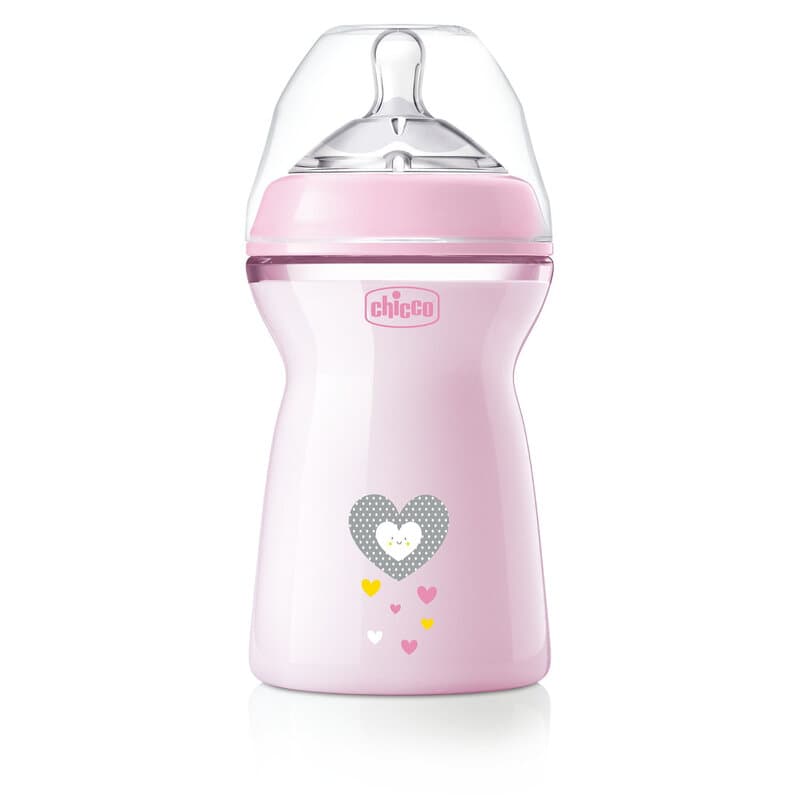 Chicco Babyfläschchen NaturalFeeling 330 ml schneller Fluss pink