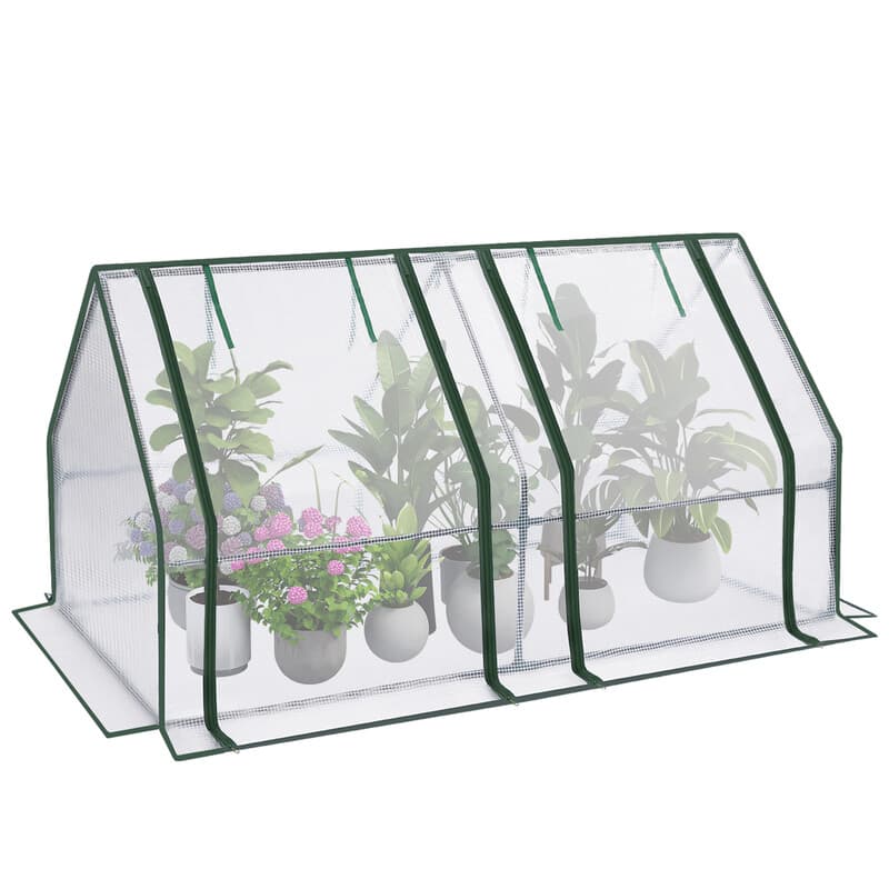 Woltu Garten-Gewächshaus, Wintergewächshaus, verstärktes PE-Gewebe 140 g/m², mit 2 aufrollbaren Türen, Stahlrohrrahmen, 180 ×90x90 cm, Weiß