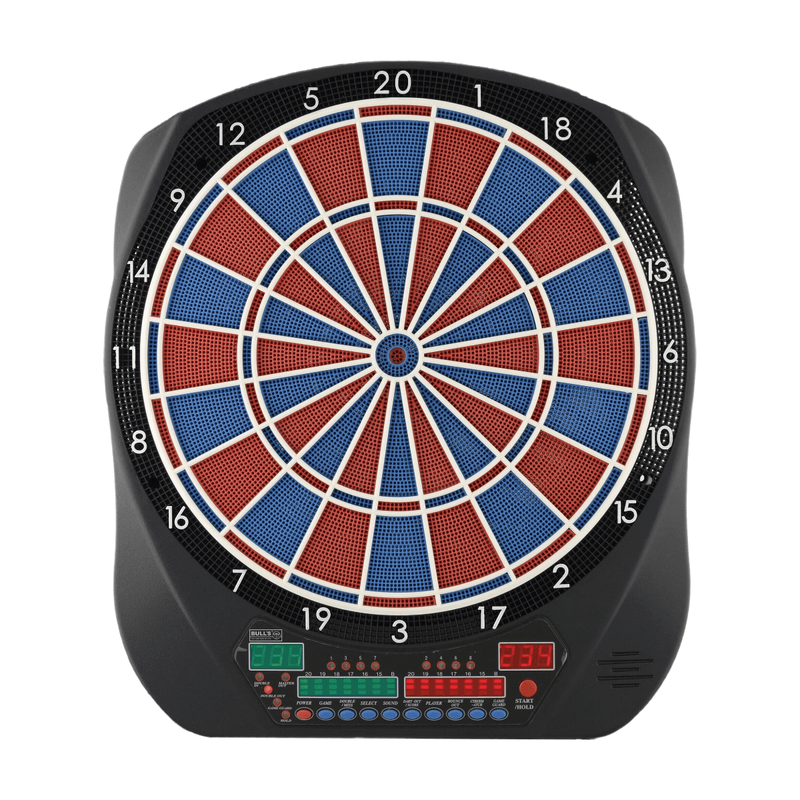 BULL'S Flash RB ELECTR. Elektronische Dartscheibe mit Sound, LED-Displays, 28 Spiele & 131 Varianten, inkl. 6 Darts & 40 Spitzen - Für Erwachsene