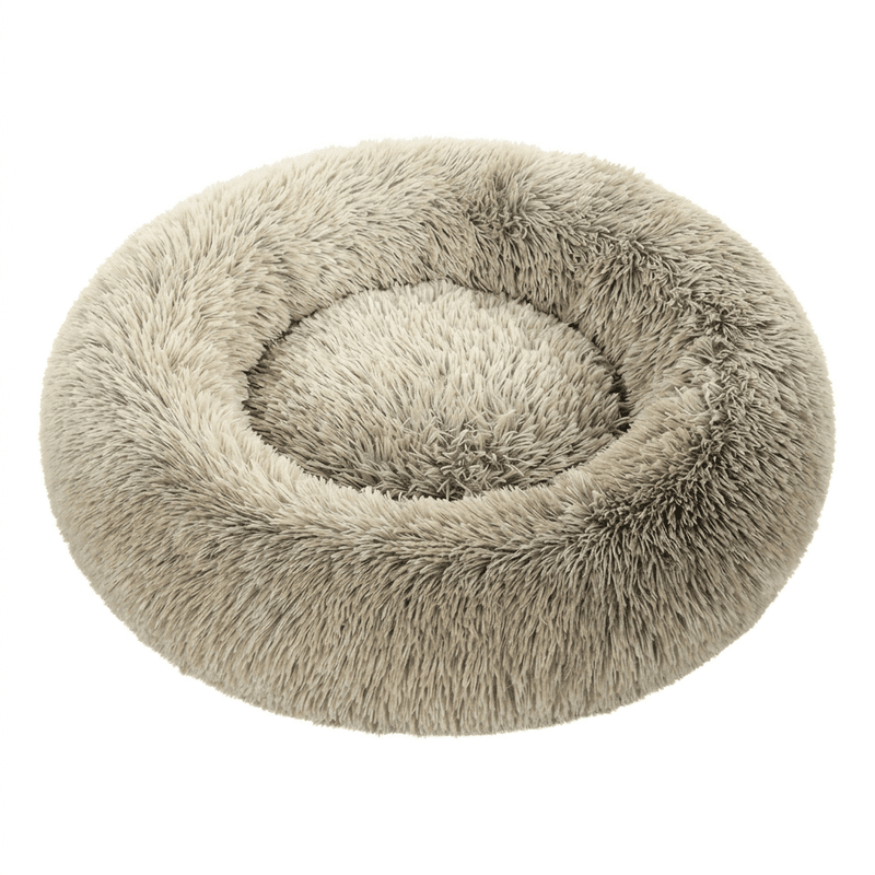 JOYFURNOS Plüsch-Donut-Hundebett, waschbares Katzenkissen, weicher Langplüsch, herausnehmbare PP-Polsterung, 80 cm Durchmesser, rutschfeste