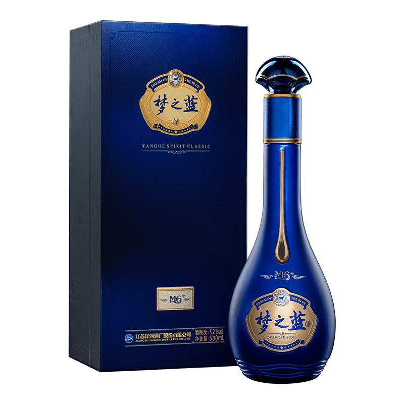 Yanghe Dream Blue M6 Plus, baijiu mit kräftigem Aroma, 52 % Vol., 500 ml