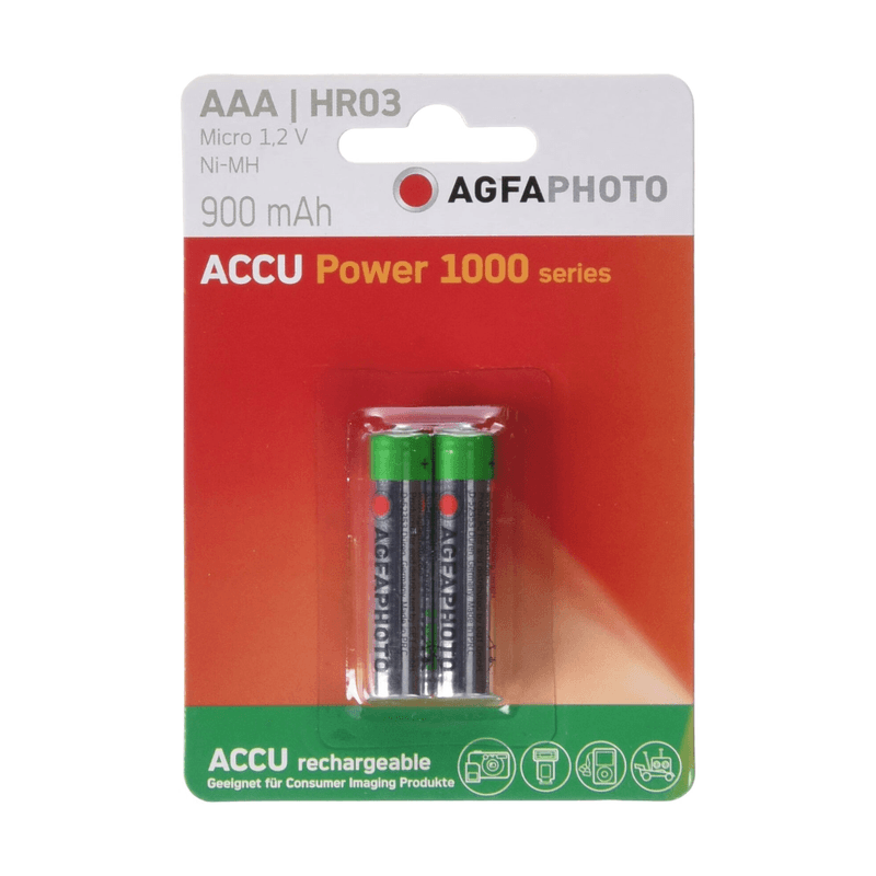 AGFAPHOTO Akku NiMH, Micro, AAA, HR03, 1.2V/900mAh Value Energy, Retail-Blister (2er-Pack)
