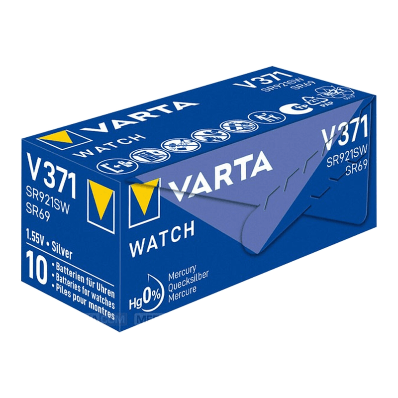 VARTA Batterie Silberoxid, Knopfzelle, 371, SR69, 1,55V Uhr, Einzelhandel (10er-Pack)