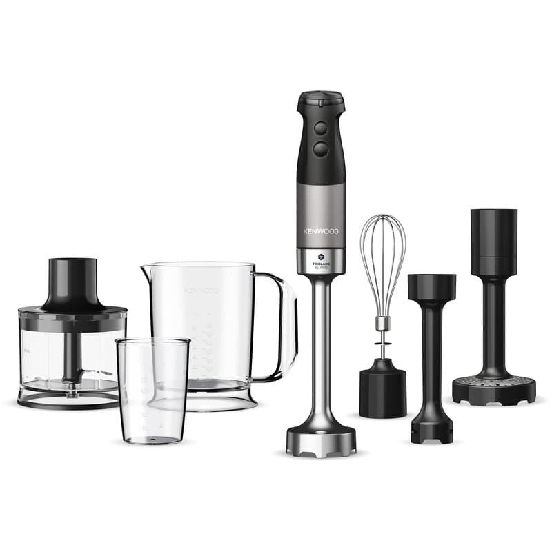 Kenwood Triblade XL Pro HBM80.327BK, leistungsstarker Pürierstab mit Zubehör-Set, stufenlose Geschwindigkeit, Turbofunktion, Stabmixer