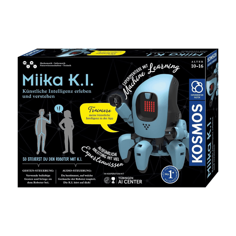 KOSMOS 620899 Miika K.I. Roboter, künstliche Intelligenz erleben und verstehen, trainiere ihn mit Gesten oder Stimme, innovativer Experimentierkasten