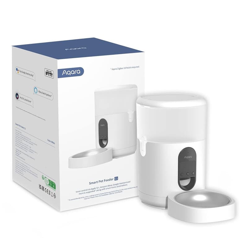 Aqara Smart Feeder C1, erfordert AQARA Zigbee 3.0 HUB, für Katzen und Hunde, programmierbare Portionierung, kann über Google, Alexa, Siri gesteuert