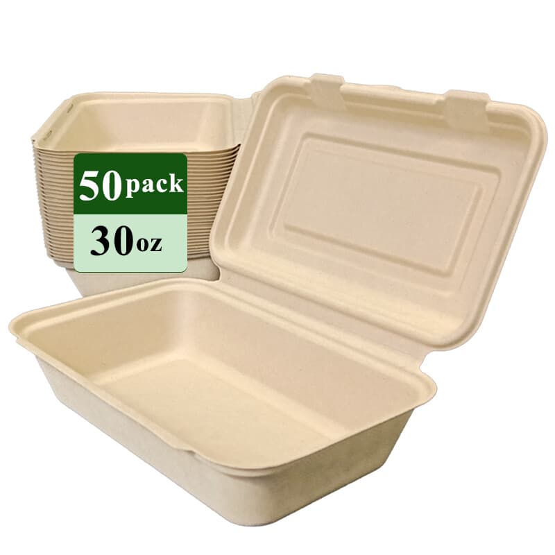 Rui bamboo Einweg-Clamshell aus Bambusfaser, 30 oz, 50er-Pack