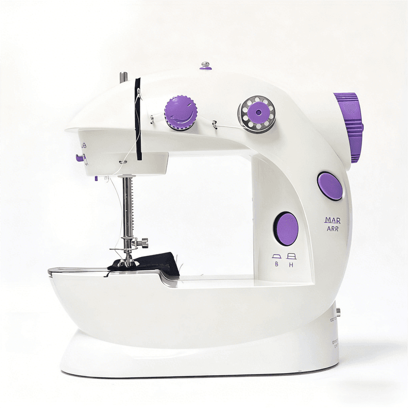 IAGREEA Machine à coudre électrique portable à pédale, mécanique, 6 V, 1 A alimentation secteur ou 4 piles AA avec pédale, 1 bobineuse, 1