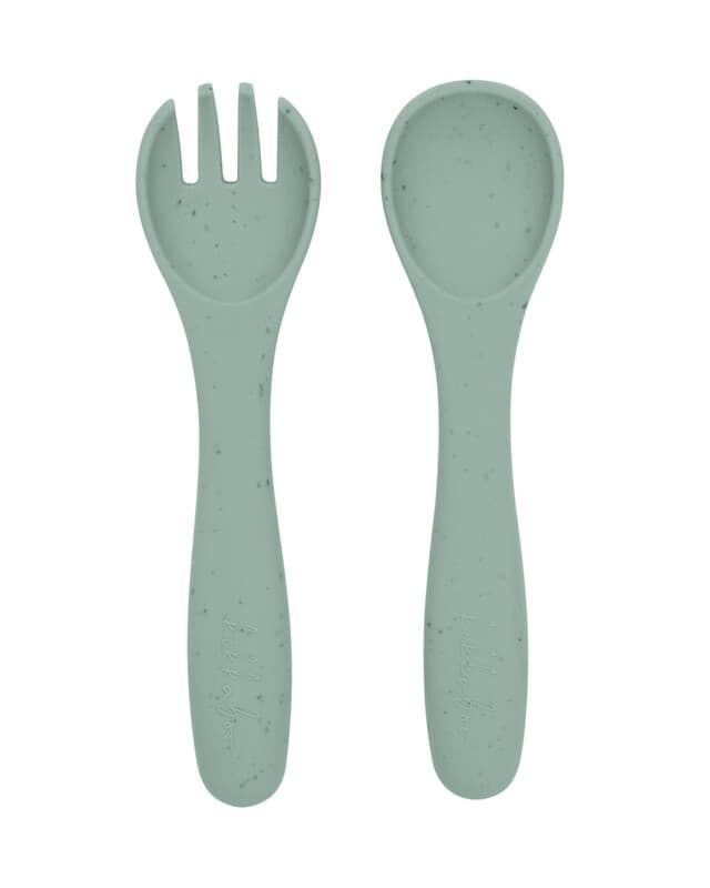 Kikka Boo Gabel-und-Löffel-Set Platinum Silicone Sage