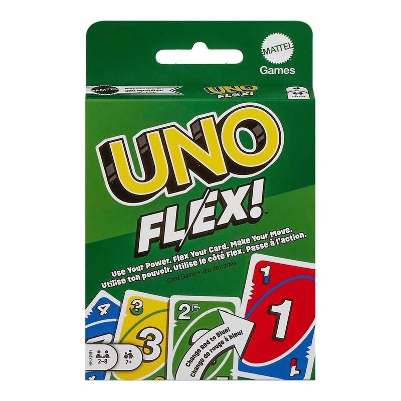 Mattel Spiele UNO Flex, HMY99, UNO Kartenspiel für die Familie, mehr Abwechslung durch Power-Karten, perfekt als Kinderspiel, Reisespiel oder Spiel