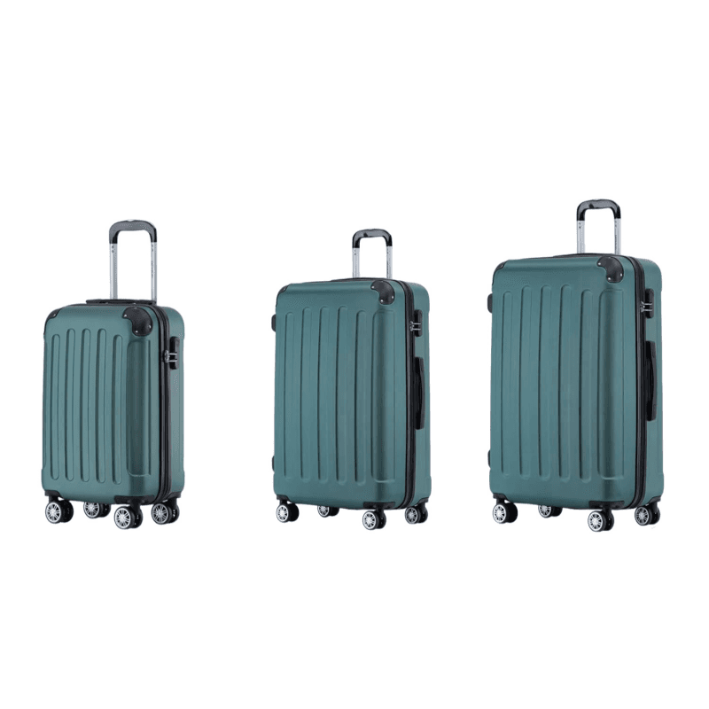 ochama ABS Dunkelgrün Koffer-Set 3-teilig, leise Universalrollen, Zahlenschloss, abriebfest und druckbeständig, 20+24+28 Zoll, geeignet für