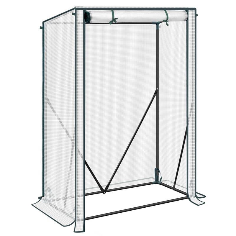 WOLTU Green Garden Gewächshaus für Pflanzen, Tomatengewächshaus, aus reißfestem, wasserdichtem PE-Gewebe mit Rolltor, 100 x 50 x 150/136 cm, weiß