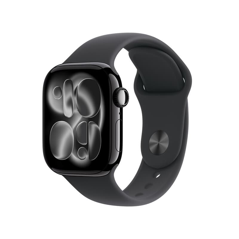 Apple Watch Series 11 GPS 42mm Jet Black Aluminiumgehäuse mit schwarzem Sportarmband - S/M