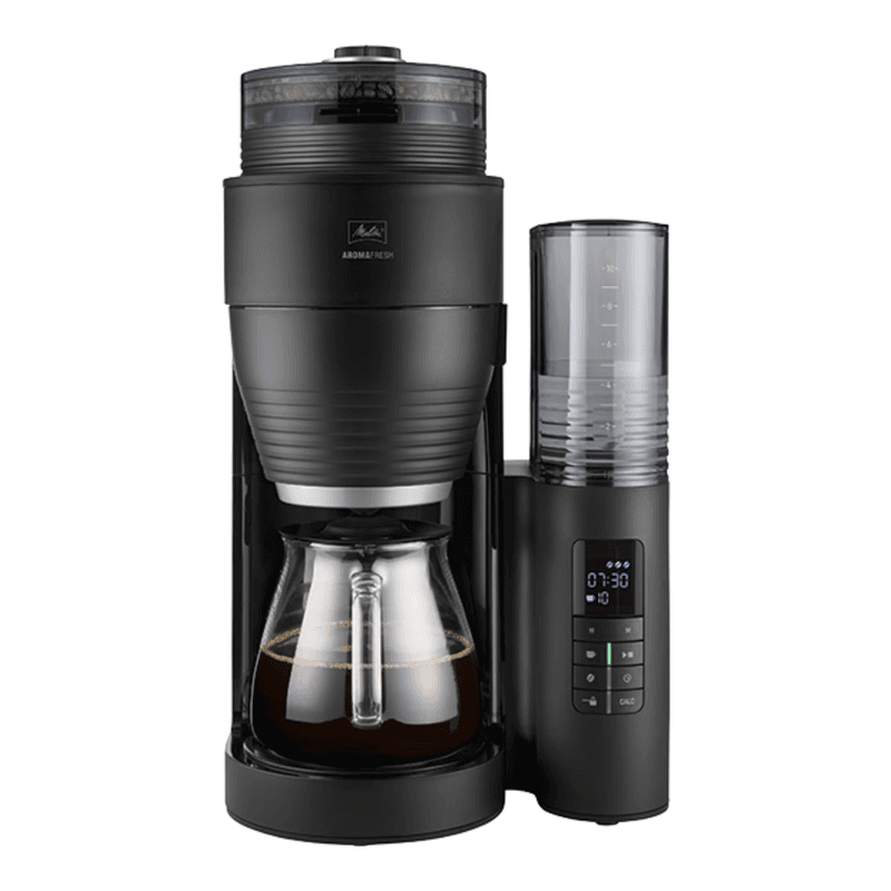 Melitta AromaFresh X Kaffeemaschine 1030-06 mit Glaskanne, Tropfstopp und Mahlwerk, schwarz
