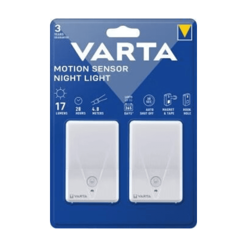 VARTA LED-Taschenlampe mit Bewegungssensor, Nachtlicht 17lm, Doppelpack, exkl. 3x Alkaline AAA Batterien, Retail-Blister