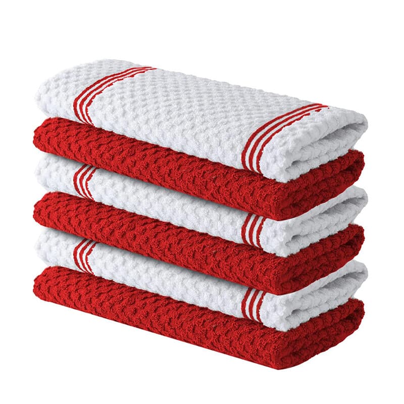 JORDAN&JUDY Lot de 6 torchons rouges pour la cuisine, doux et durables, faciles à nettoyer, sans peluches, 40 x 66 cm