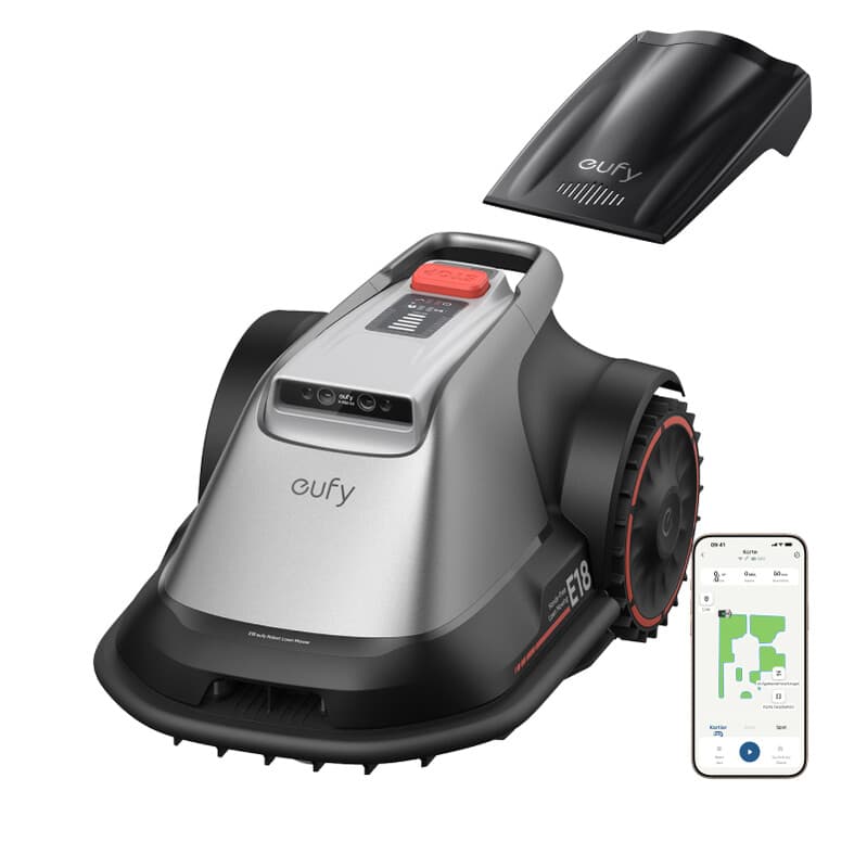 eufy E18 Mähroboter ohne Begrenzungskabel, keine Signalausfälle, kein RTK, TrueVision-Technologie, GNSS-System, Garten bis zu 1200 m², präziser