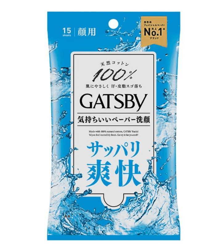 Mandom GATSBY Extra erfrischende Gesichts-Feuchttücher (15 Stück)