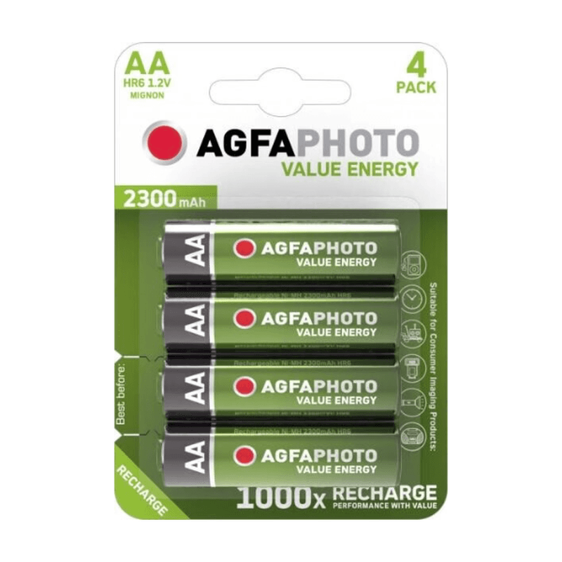 AGFAPHOTO Akku NiMH, Mignon, AA, HR06, 1,2V/2300mAh Value Energy, Retail-Blister (4er-Pack)