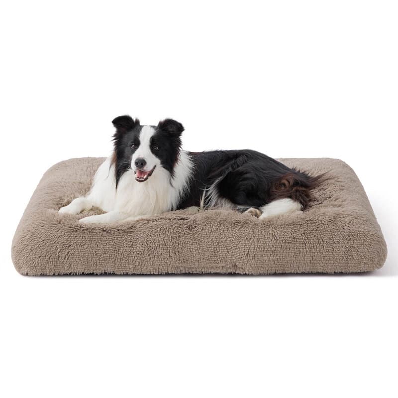 BEDSURE flauschiges Hundebett für große Hunde, 89x58, Größe L – waschbare, rutschfeste Hundematratze, Camel