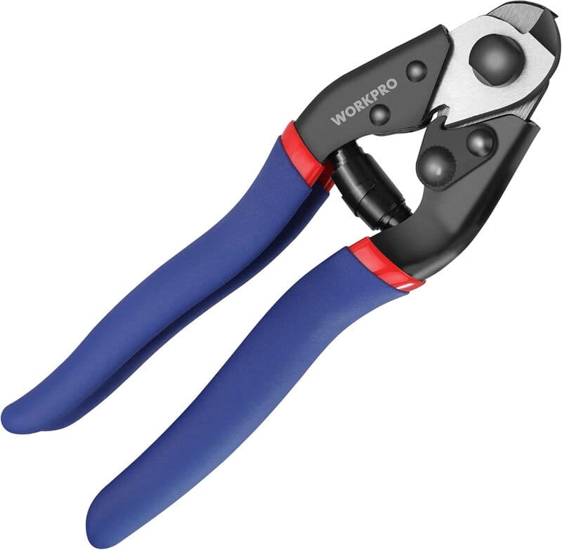 WORKPRO Drahtseilzange, Drahtschere, 190 mm, Drahtseilschere, Kabelschere, Chrom-Vanadium-Stahl, zum Schneiden von Drahtseilen, Edelstahlseilen,